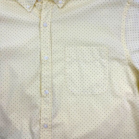 Old Navy Pastel Butter Yellow Perfect Fit Camp Shirt Polka Dot Beach Resort XL - Picture 4 of 10